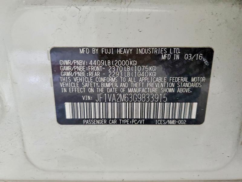 Продаж на аукціоні авто 2016 Subaru Wrx, vin: JF1VA2M63G9833915, номер лоту: 57684276