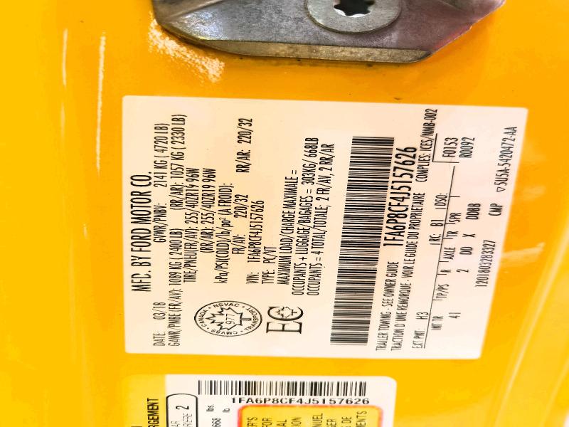 Aukcja sprzedaży 2018 Ford Mustang, vin: 1FA6P8CF4J5157626, numer aukcji: 56239726