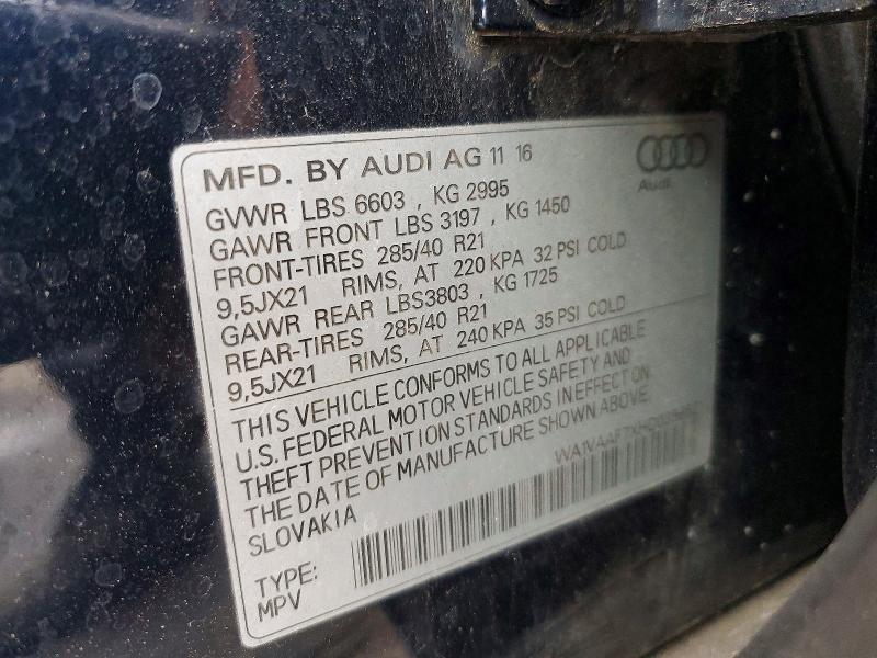 Aukcja sprzedaży 2017 Audi Q7, vin: WA1VAAF7XHD035852, numer aukcji: 58059736