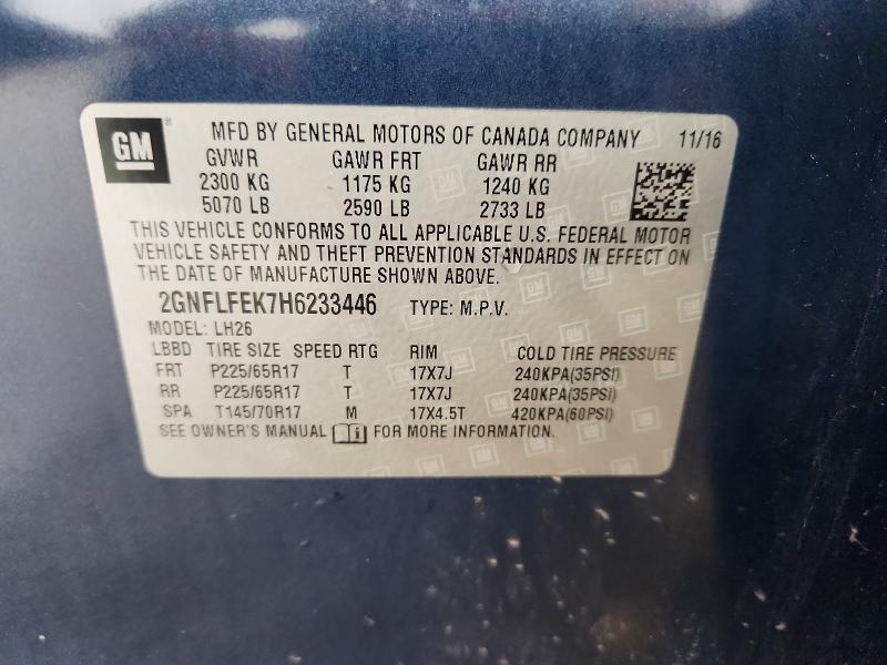 56302936 :رقم المزاد ، 2GNFLFEK7H6233446 vin ، 2017 Chevrolet Equinox مزاد بيع