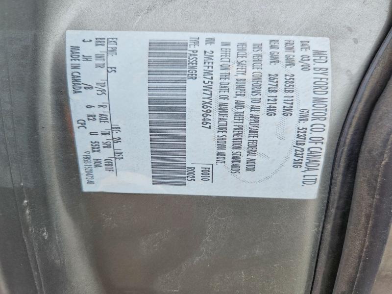 Продажа на аукционе авто 2000 Mercury Grand Marquis, vin: 2MEFM75W7YX696467, номер лота: 55859166
