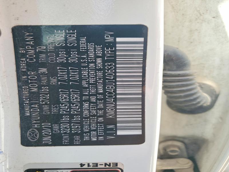 57054786 :رقم المزاد ، KM8NU4CC4BU140633 vin ، 2011 Hyundai Veracruz مزاد بيع