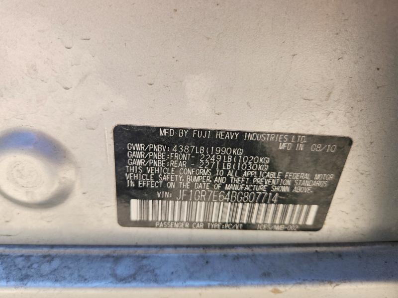 57489656 :رقم المزاد ، JF1GR7E64BG807714 vin ، 2011 Subaru Impreza مزاد بيع