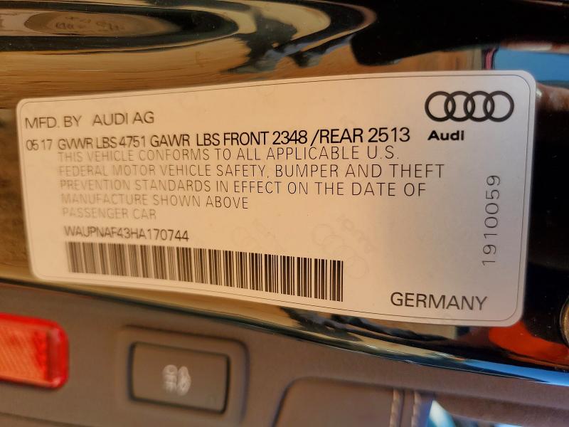 Продаж на аукціоні авто 2017 Audi A4, vin: WAUPNAF43HA170744, номер лоту: 57002526