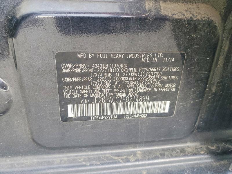Продаж на аукціоні авто 2015 Subaru Xv Crosstrek, vin: JF2GPACC7F8214839, номер лоту: 59086486