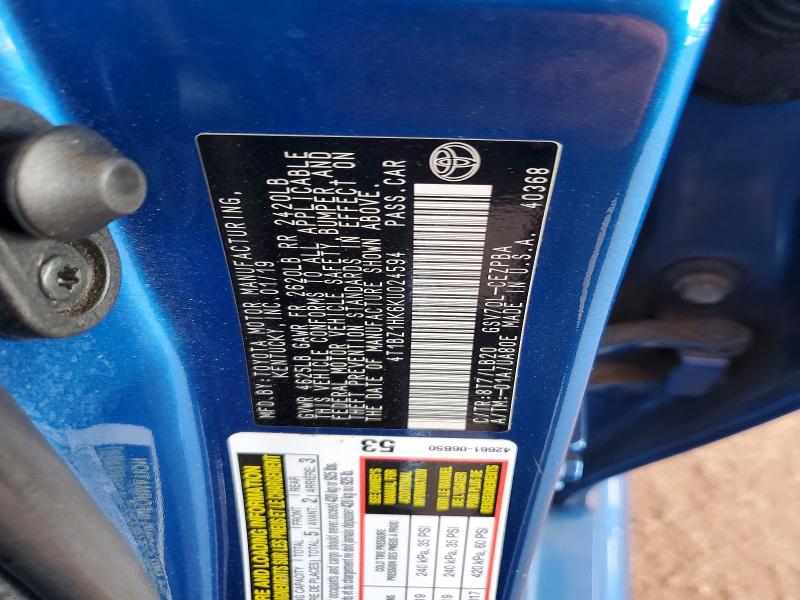 56181916 :رقم المزاد ، 4T1BZ1HK6KU024594 vin ، 2019 Toyota Camry مزاد بيع
