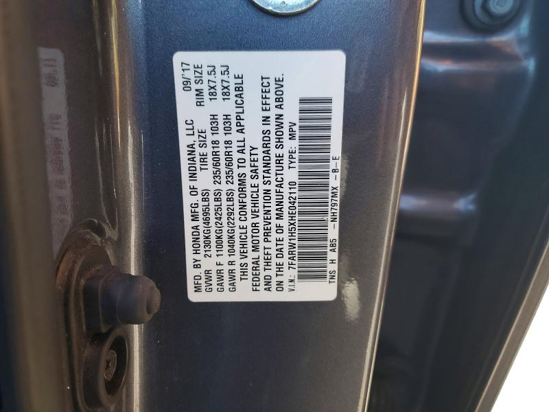 Aukcja sprzedaży 2017 Honda Cr-v, vin: 7FARW1H5XHE042110, numer aukcji: 56890976