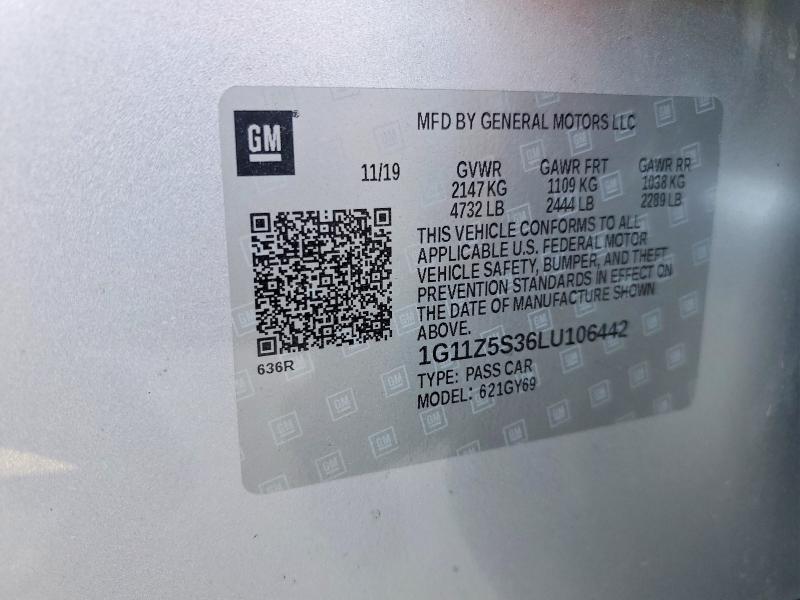 Продажа на аукционе авто 2020 Chevrolet Impala, vin: 1G11Z5S36LU106442, номер лота: 56189426