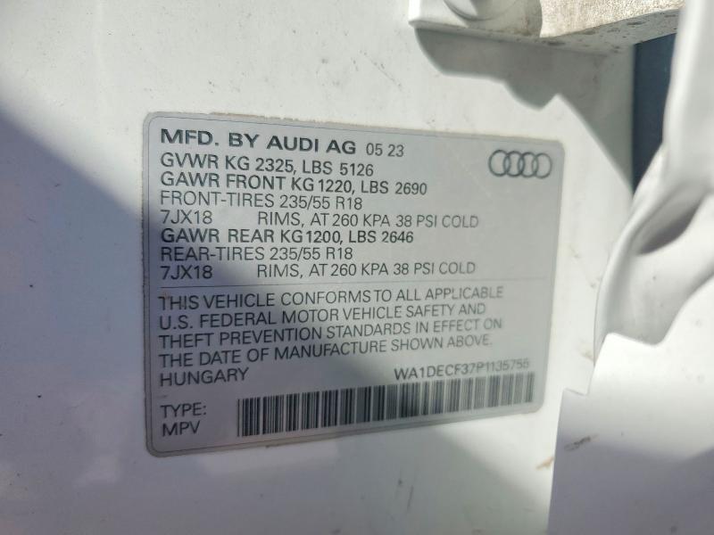 Продаж на аукціоні авто 2023 Audi Q3, vin: WA1DECF37P1135755, номер лоту: 55613796