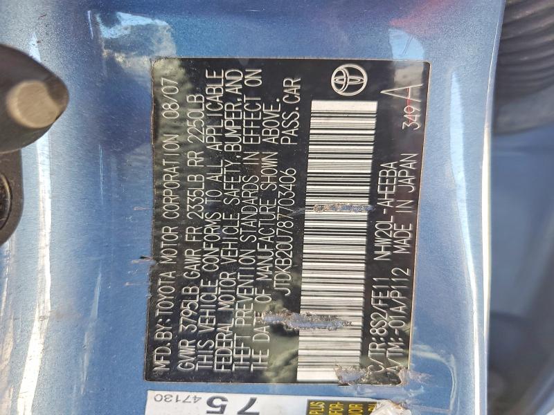 Продаж на аукціоні авто 2008 Toyota Prius, vin: JTDKB20U787703406, номер лоту: 58131526