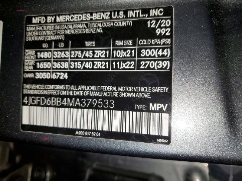 Aukcja sprzedaży 2021 Mercedes-benz Gle Coupe, vin: 4JGFD6BB4MA379533, numer aukcji: 57318286