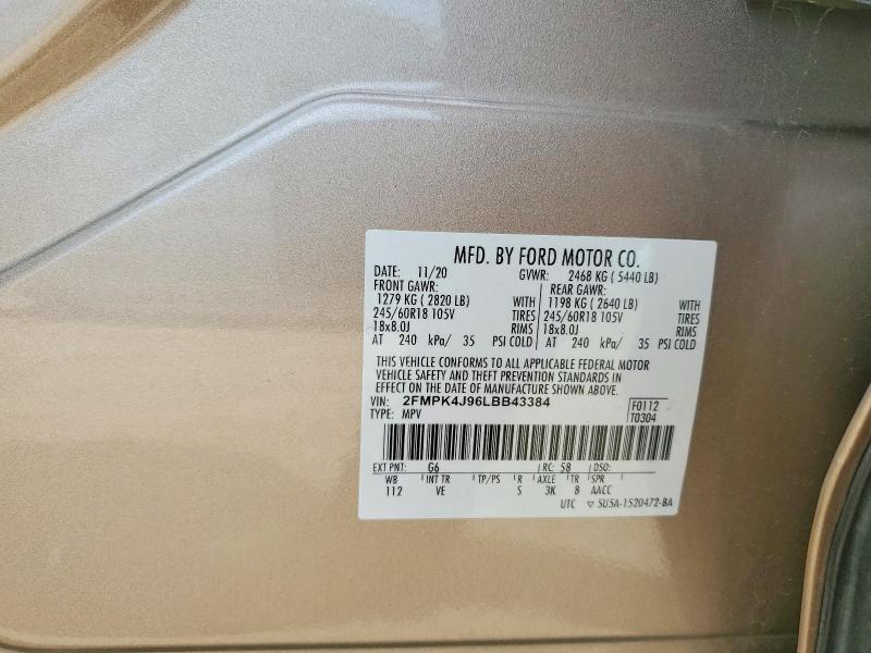 Aukcja sprzedaży 2020 Ford Edge, vin: 2FMPK4J96LBB43384, numer aukcji: 56406506
