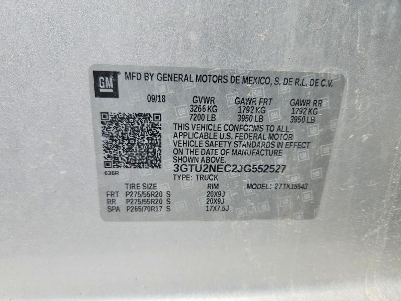 Aukcja sprzedaży 2018 Gmc Sierra, vin: 3GTU2NEC2JG552527, numer aukcji: 58446866