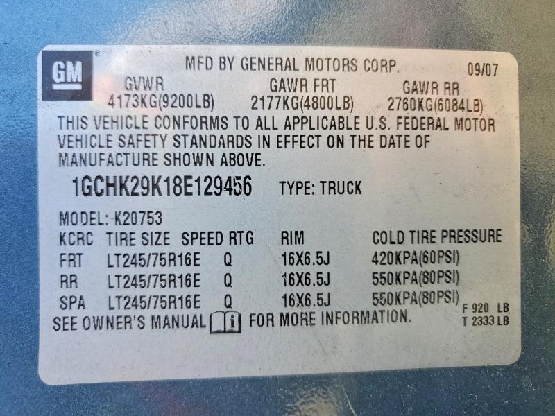 Aukcja sprzedaży 2008 Chevrolet Silverado, vin: 1GCHK29K18E129456, numer aukcji: 56393436