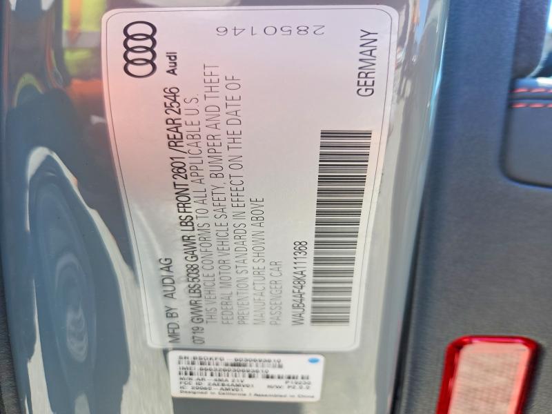 Продажа на аукционе авто 2019 Audi S4, vin: WAUB4AF48KA111368, номер лота: 57367236