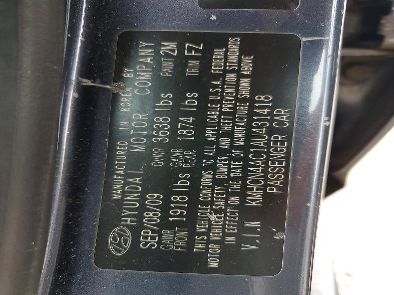 Aukcja sprzedaży 2010 Hyundai Accent, vin: KMHCN4AC1AU431418, numer aukcji: 57769156