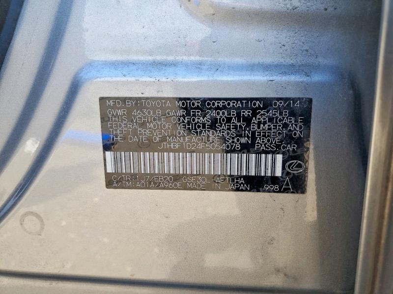 57905816 :رقم المزاد ، JTHBF1D24F5054078 vin ، 2015 Lexus Is مزاد بيع