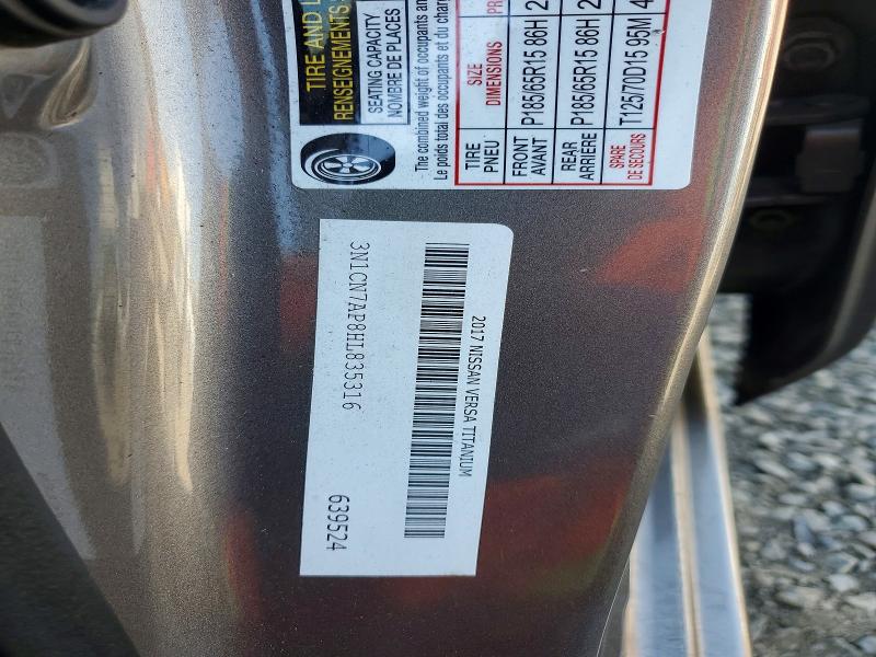 Aukcja sprzedaży 2017 Nissan Versa, vin: 3N1CN7AP8HL835316, numer aukcji: 55940106