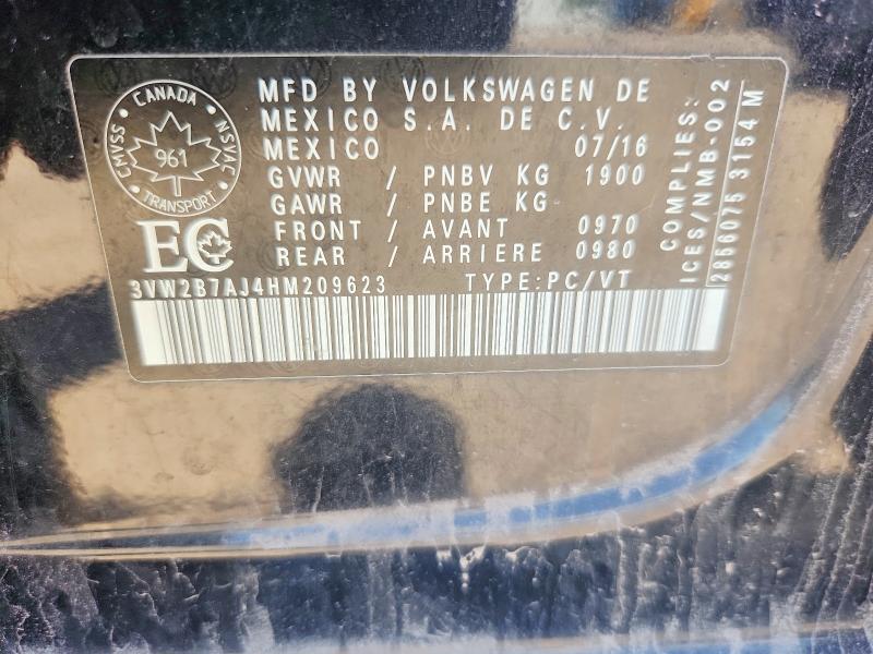 Aukcja sprzedaży 2017 Volkswagen Jetta, vin: 3VW2B7AJ4HM209623, numer aukcji: 55356246