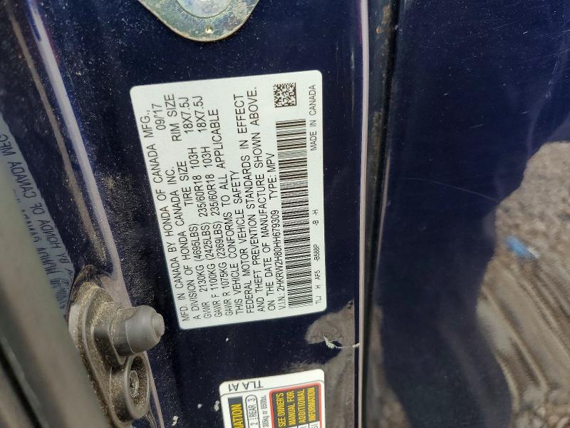 Продаж на аукціоні авто 2017 Honda Cr-v, vin: 2HKRW2H80HH679309, номер лоту: 57758376