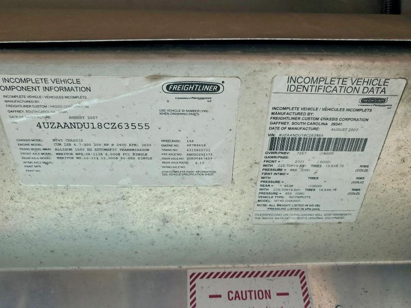 Продажа на аукционе авто 2008 Freightliner Chassis, vin: 4UZAANDU18CZ63555, номер лота: 57949226