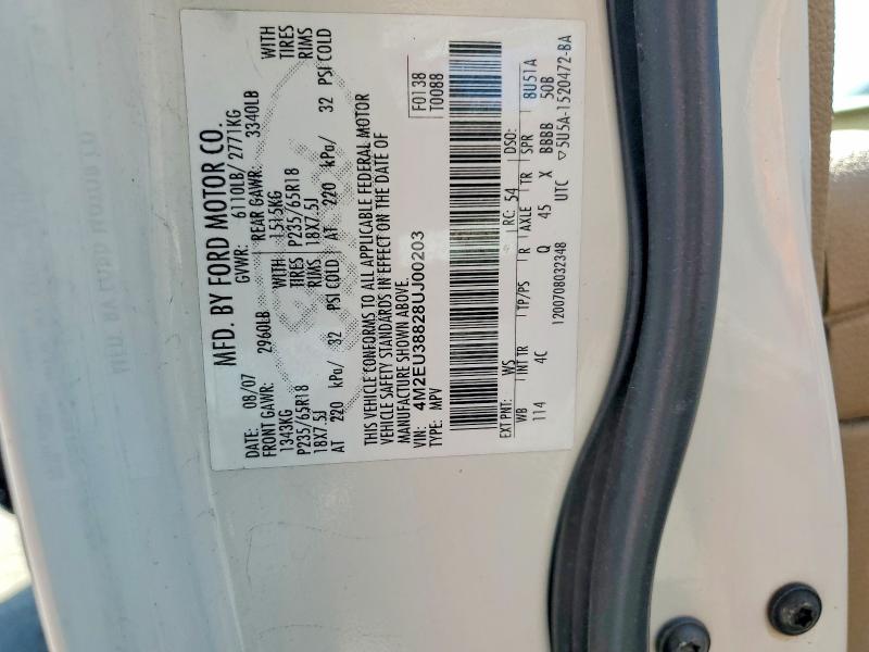 Aukcja sprzedaży 2008 Mercury Mountaineer, vin: 4M2EU38828UJ00203, numer aukcji: 56180766