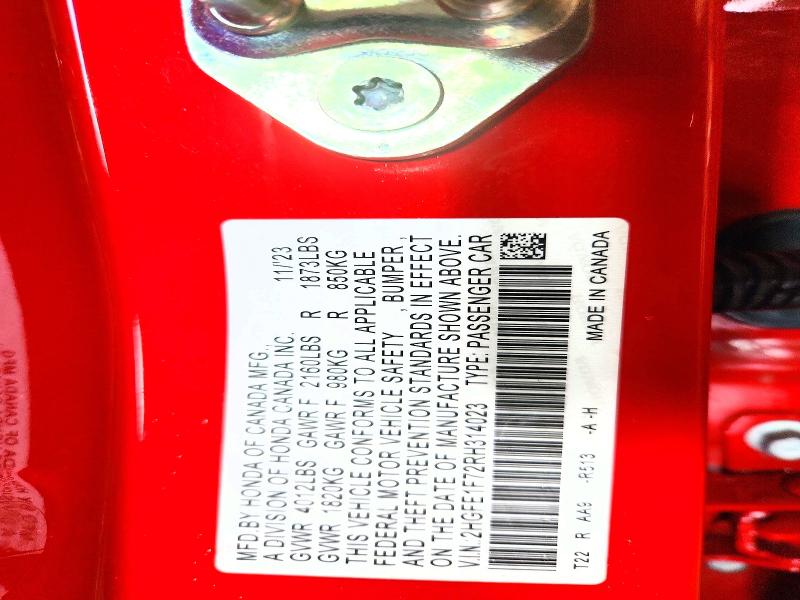 2024 Honda Civic მანქანა იყიდება აუქციონზე, vin: 2HGFE1F72RH314023, აუქციონის ნომერი: 56353376