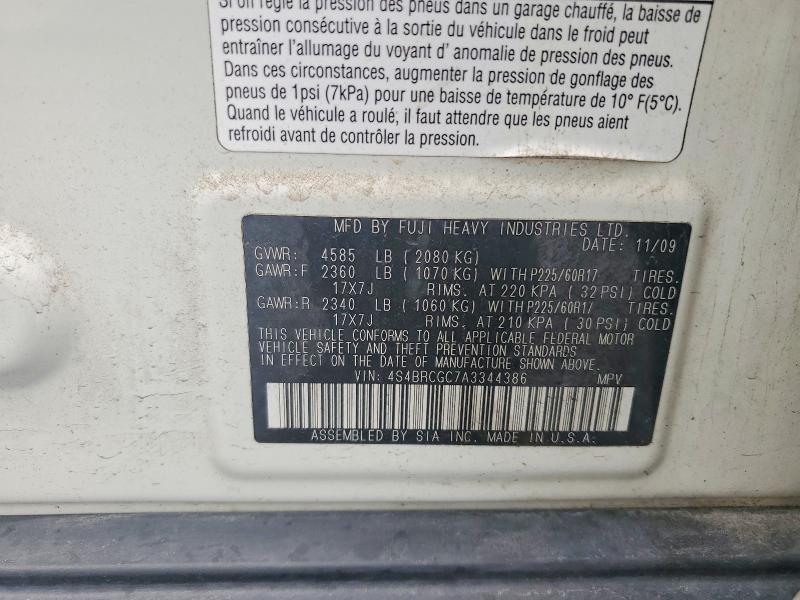 Продаж на аукціоні авто 2010 Subaru Outback, vin: 4S4BRCGC7A3344386, номер лоту: 58512996