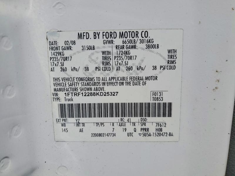 Продаж на аукціоні авто 2008 Ford F150, vin: 1FTRF12288KD25327, номер лоту: 57437286