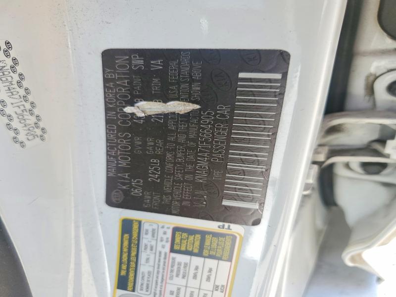 Aukcja sprzedaży 2015 Kia Optima, vin: KNAGM4A71F5664905, numer aukcji: 56283396