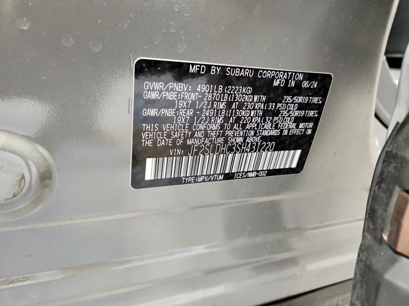 2025 Subaru Forester მანქანა იყიდება აუქციონზე, vin: JF2SLDHC3SH431220, აუქციონის ნომერი: 57656816