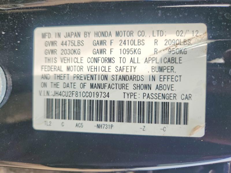 Aukcja sprzedaży 2012 Acura Tsx, vin: JH4CU2F81CC019734, numer aukcji: 56746126