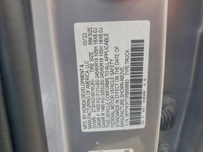 Aukcja sprzedaży 2023 Honda Ridgeline, vin: 5FPYK3F71PB058883, numer aukcji: 55152466