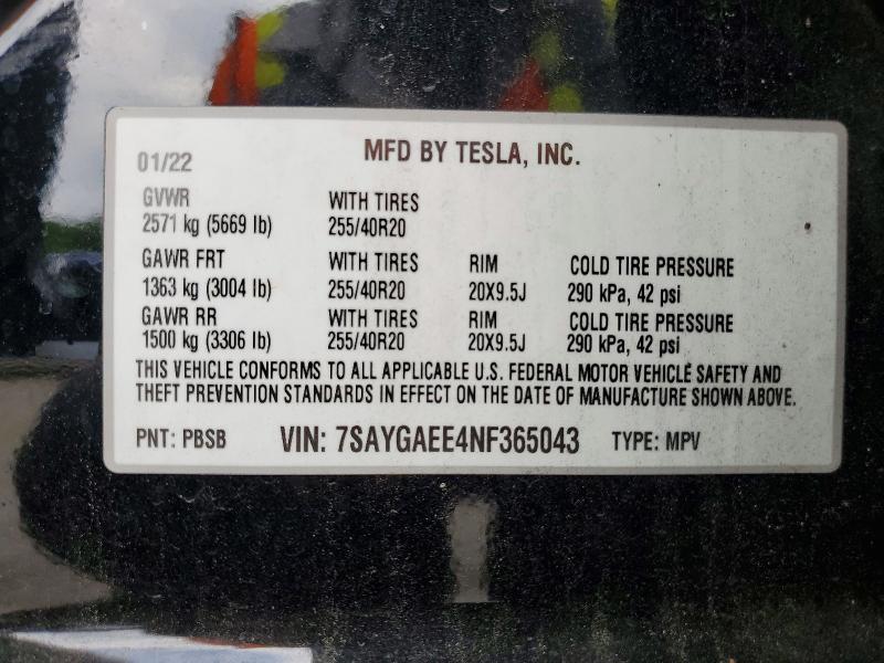 Aukcja sprzedaży 2022 Tesla Model Y, vin: 7SAYGAEE4NF365043, numer aukcji: 55537836