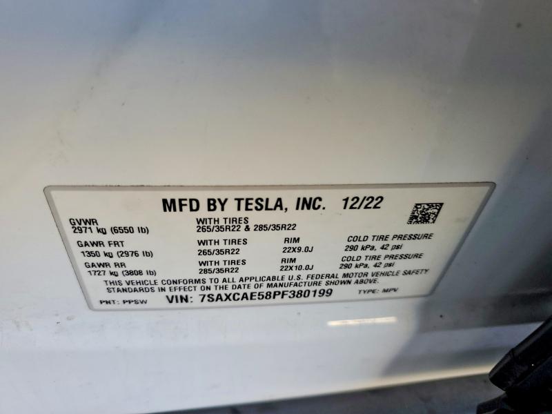 Aukcja sprzedaży 2023 Tesla Model X, vin: 7SAXCAE58PF380199, numer aukcji: 57017846
