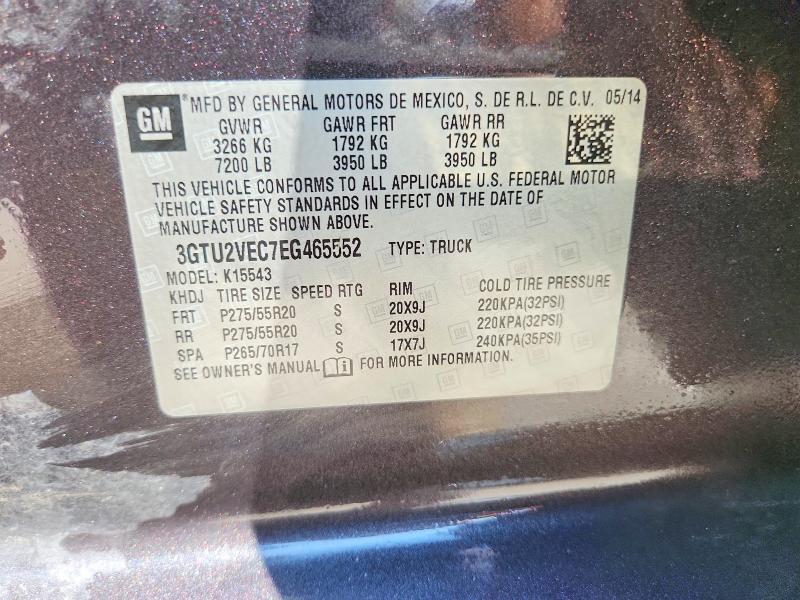 2014 Gmc Sierra მანქანა იყიდება აუქციონზე, vin: 3GTU2VEC7EG465552, აუქციონის ნომერი: 58485006
