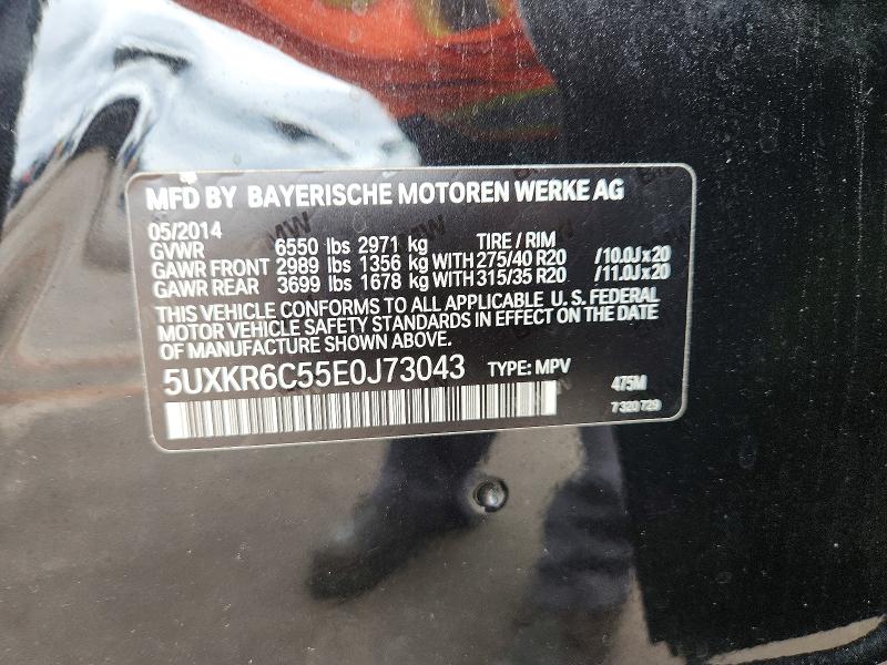56735896 :رقم المزاد ، 5UXKR6C55E0J73043 vin ، 2014 Bmw X5 مزاد بيع