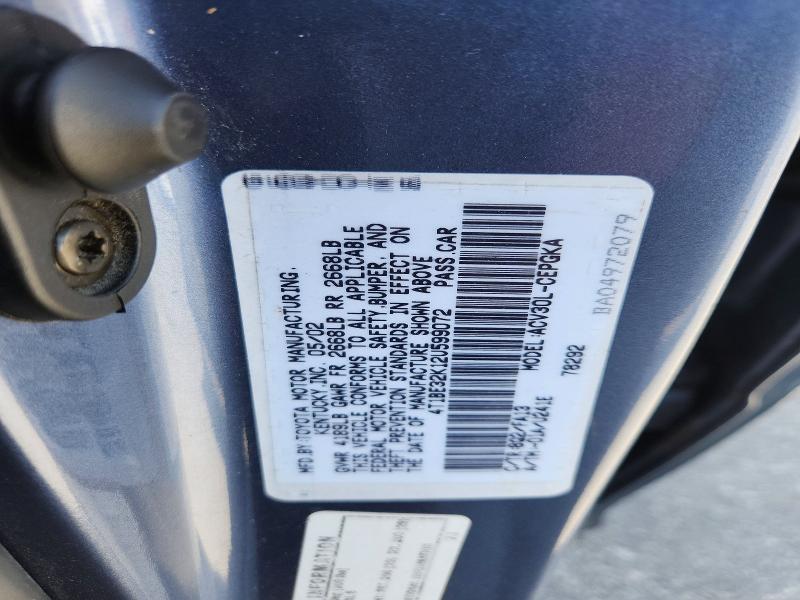 Aukcja sprzedaży 2002 Toyota Camry, vin: 4T1BE32K12U599072, numer aukcji: 56858536