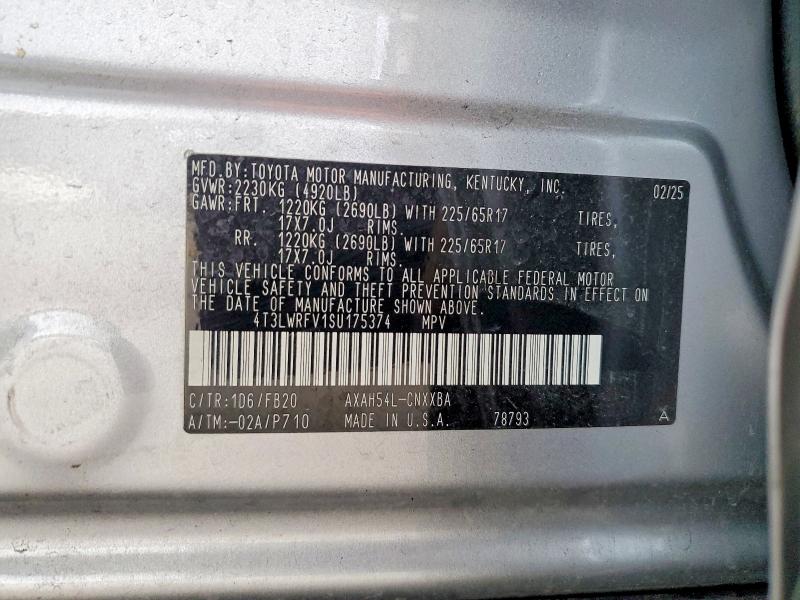 Продаж на аукціоні авто 2025 Toyota Rav4, vin: 4T3LWRFV1SU175374, номер лоту: 58589136