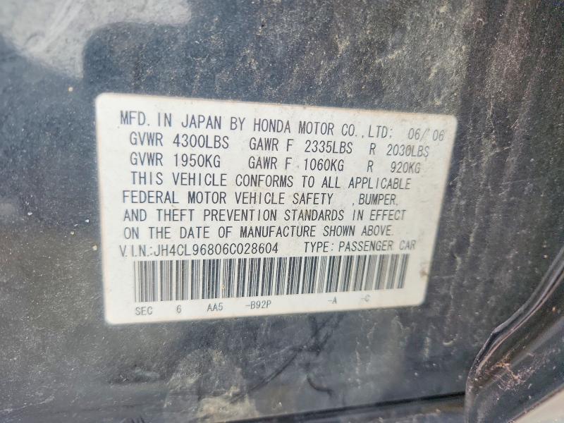 2006 Acura Tsx მანქანა იყიდება აუქციონზე, vin: JH4CL96806C028604, აუქციონის ნომერი: 56336366
