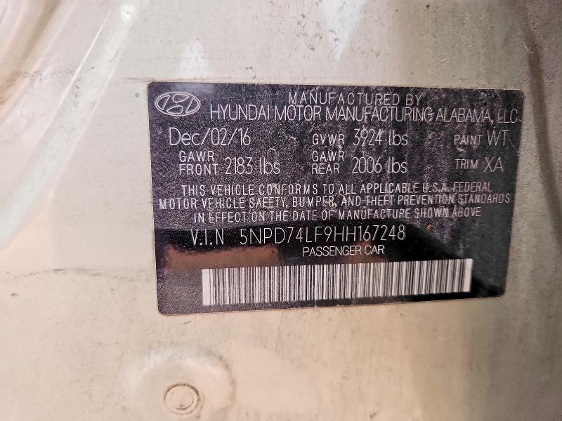 Aukcja sprzedaży 2017 Hyundai Elantra, vin: 5NPD74LF9HH167248, numer aukcji: 58468686