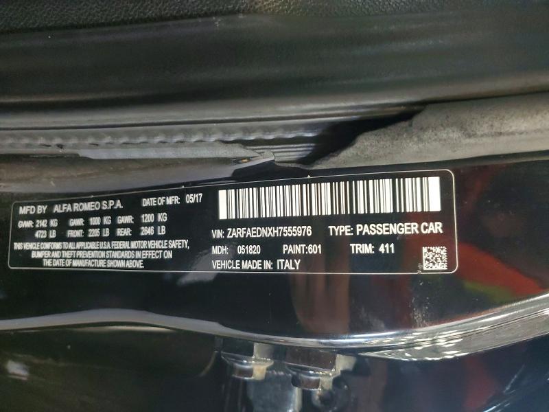 Aukcja sprzedaży 2017 Alfa Romeo Giulia, vin: ZARFAEDNXH7555976, numer aukcji: 56503126
