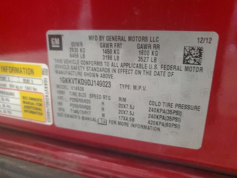 55632046 :رقم المزاد ، 1GKKVTKD9DJ149023 vin ، 2013 Gmc Acadia مزاد بيع