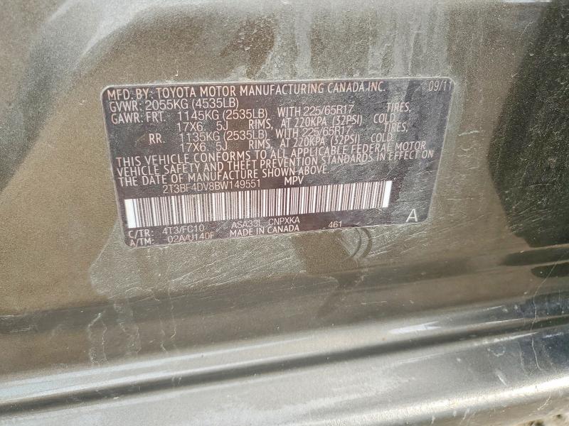 Aukcja sprzedaży 2011 Toyota Rav4, vin: 2T3BF4DV8BW149551, numer aukcji: 56110586