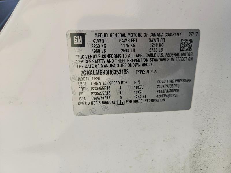 56777536 :رقم المزاد ، 2GKALMEK0H6353133 vin ، 2017 Gmc Terrain مزاد بيع