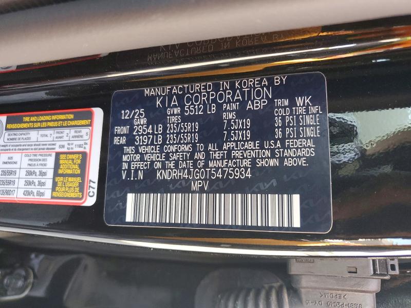 2026 Kia Sorento მანქანა იყიდება აუქციონზე, vin: KNDRH4JG0T5475934, აუქციონის ნომერი: 56442556