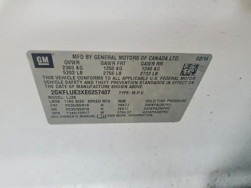 2014 Gmc Terrain მანქანა იყიდება აუქციონზე, vin: 2GKFLUE3XE6257407, აუქციონის ნომერი: 56579586