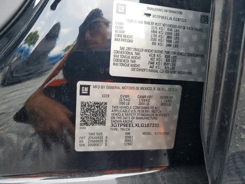Продаж на аукціоні авто 2020 Gmc Sierra, vin: 3GTP9EELXLG187333, номер лоту: 59220386