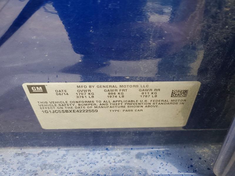 Продажа на аукционе авто 2014 Chevrolet Sonic, vin: 1G1JC5SBXE4222559, номер лота: 57363426