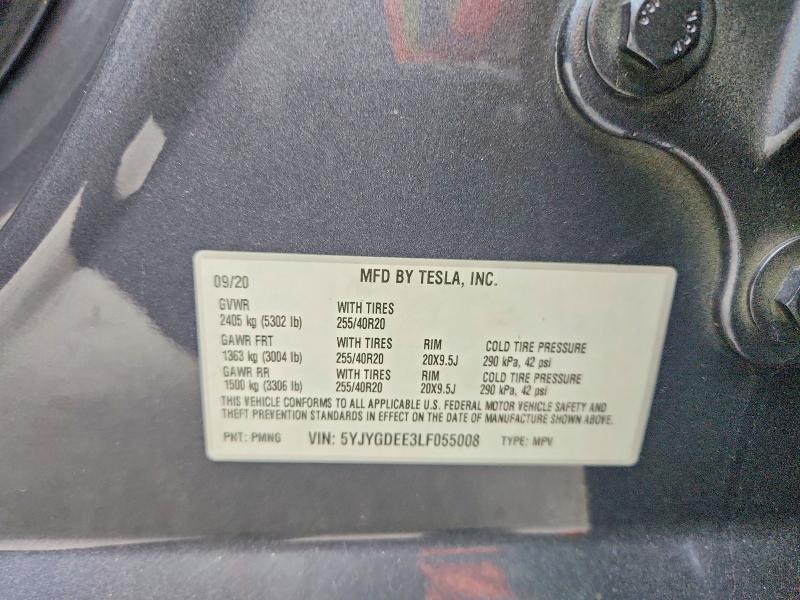 Продажа на аукционе авто 2020 Tesla Model Y, vin: 5YJYGDEE3LF055008, номер лота: 58150406